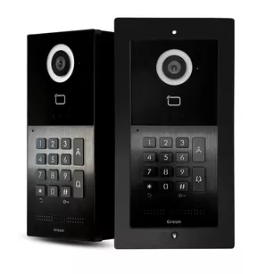 GR-OS10KG-P Greon panel wideodomofonu podtynkowy, 2 przekaźniki, kod, obsługa zdalna Tuya Smart, czytnik 125KHz i 13,56MHz, PoE, czarny obudowa aluminium/ABS