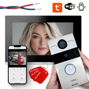 GR-ZIP Greon wideodomofon dwuprzewodowy WiFi 7" IP PREMIUM, monitoring, zdjęcia i filmy, 2 przekaźniki, zdalna obsługa aplikacja, dzwonek, aluminium, czytnik 13.56MHz