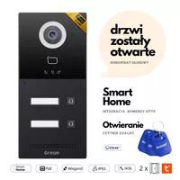 GR-OS10-2Bg Wideodomofon IP Greon PoE, SIP natynkowy, dwurodzinny obudowa aluminium/ABS, 125st kamera, czytnik 125KHz i 13,56MHz, brama i furtka, czarny - 2