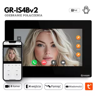 GR - IS4Bv2 Greon wideodomofon 7" IP  linux, Tuya, 8 CCTV-IP, zdjęcia, 4 przekaźniki, czarny