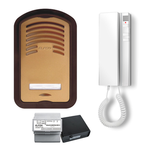B1 AU1 Zestaw domofonowy analogowy ELFON, jednorodzinny, unifon i zasilacz, brązowy