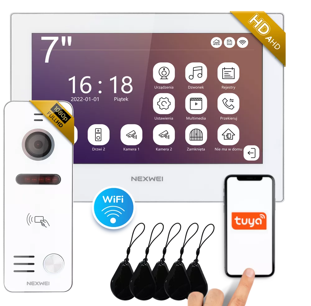 Zestaw wideodomofonowy z WiFi Nexwei 7