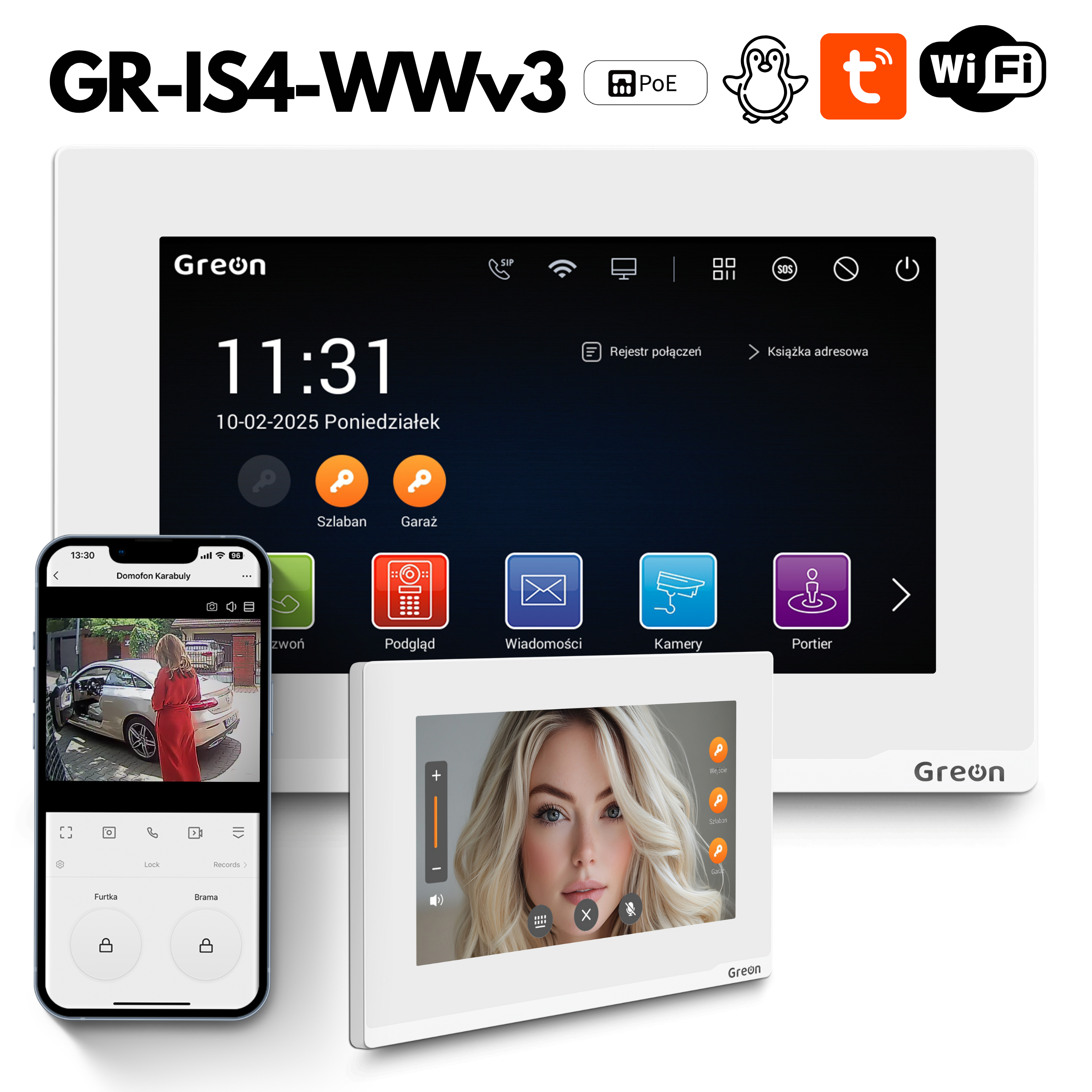 GR-IS4WWv3 ekran podglądu obrazu z wideodomofonu greon 